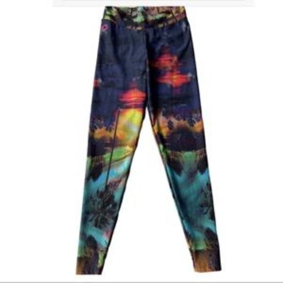 linda Mina Pants - Linda Mina Palm Tree & Sun Tropical Leggings Size Small